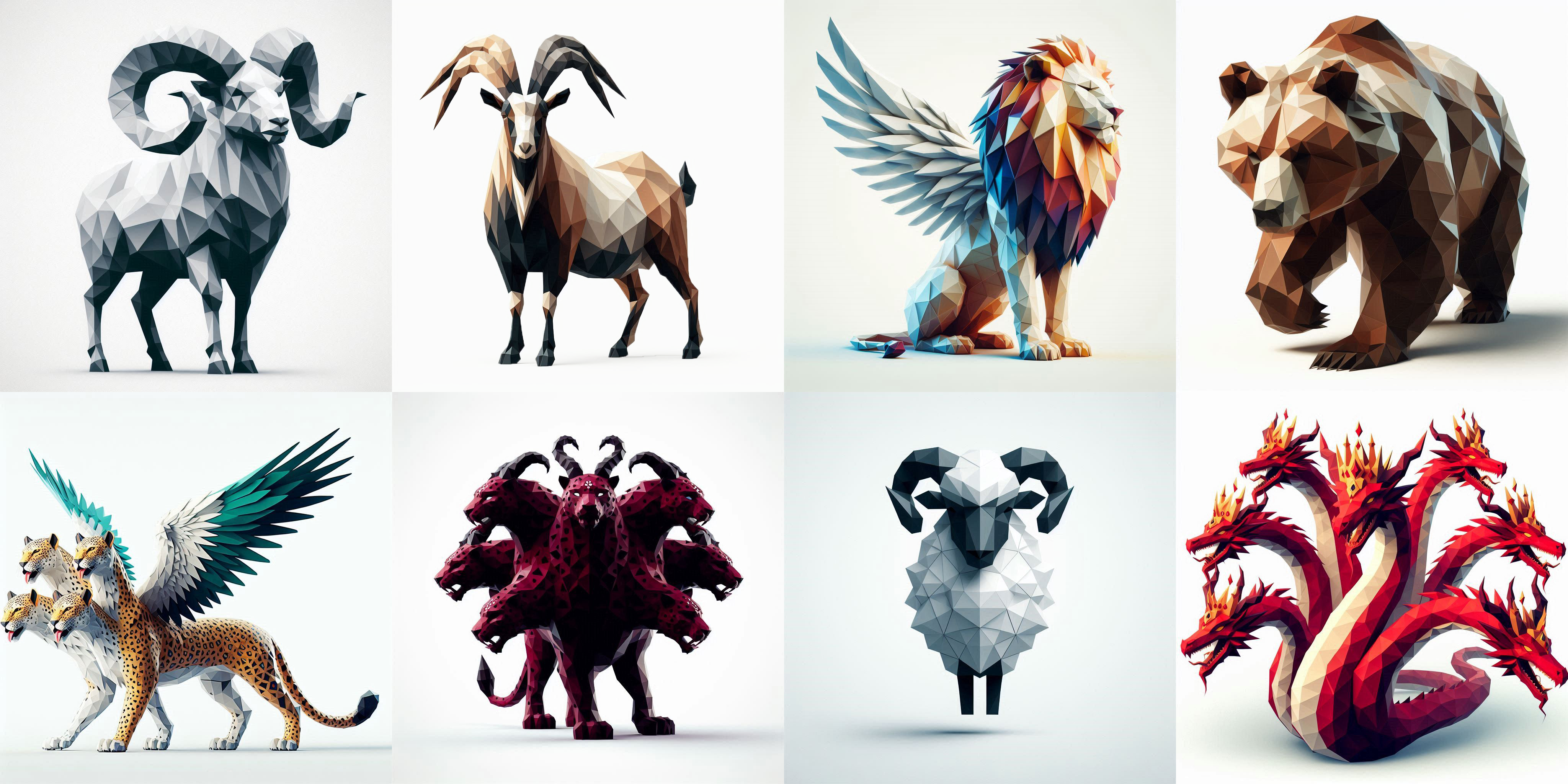 Image depicting the 8 prophetic beasts of the Bible